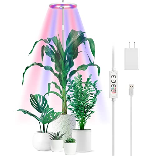 YUYMIKA 63.8 Inch Large Grow Lights for Indoor Plants, 72 LEDs Full Spectrum & Red Blue Plant Lights, Auto Timer with 10 Dimmable Levels, Height Adjustable Halo Grow Lamp for Small Tall Plants-1 Pack