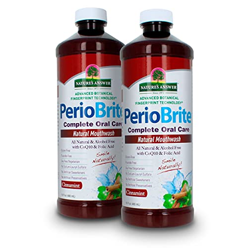 Nature's Answer PerioBrite Alcohol-Free Mouthwash, Cinnamon, 16-Fluid Ounce | Whitens Teeth | Freshens Breath | Removes Plaque | Minimizes Dry Mouth (Pack of 2)