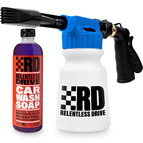 Car Wash Foam Gun w/ 16oz Soap - Foam Cannon Garden Hose - Foam Sprayer Exterior Care Products - Spray Foam Gun Car Wash Kit - Foam Blaster for Snow Foam - Car Accessories for Men
