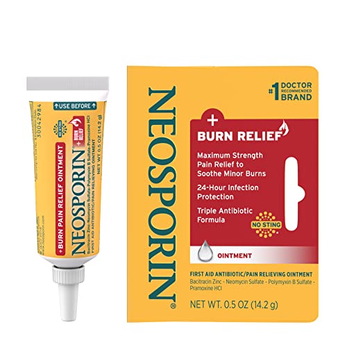 Neosporin Dual Action Burn Relief & First-Aid Antibiotic Ointment for 24-Hour Infection Protection & Maximum Strength Burn Pain Relief, Made with Bacitracin Zinc, Neomycin, & Pramoxine HCl.5 oz