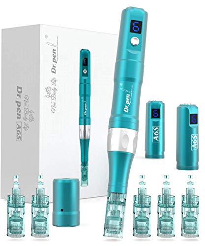Dr. Pen Ultima A6S Professional Microneedling Pen - Wireless Derma Auto Pen - Skin Care Tool Kit for Face and Body - 6pcs 16-pin Cartridges