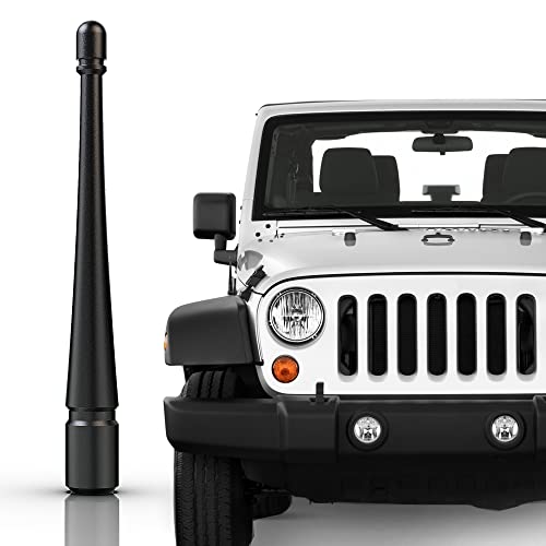 aftid - 4 Inch Aluminum Stubby Antenna Compatible with Jeep Wrangler JK JKU JL JLU Gladiator Rubicon Sahara 2007-2023