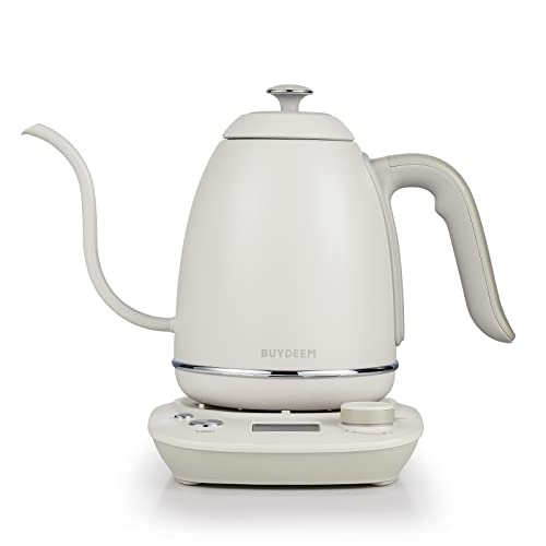 BUYDEEM K821 Electric Gooseneck Kettle with Variable Temperature Control, Pour Over Coffee Tea Kettle, Durable 18/8 Stainless Steel, Auto Keep Warm & Built in Brewing Timer, 0.8L