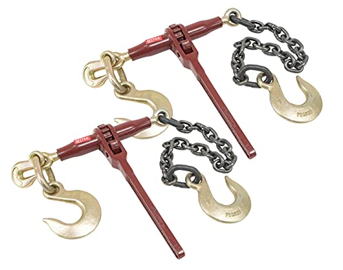 Mytee Products (2 Pack) Ratchet Pro Binder w/ 3/8" Grab & 1/2" Sling Hook, & 2' G8 Chain & 1/2" Sling Hook, 7100 WLL
