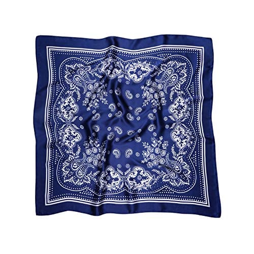 VANLINKER Vintage Bandanas Square Multi-Purpose Scarfs for Men Women Silk Like Scarf Neckerchief Protective Coverage VL9549 Blue