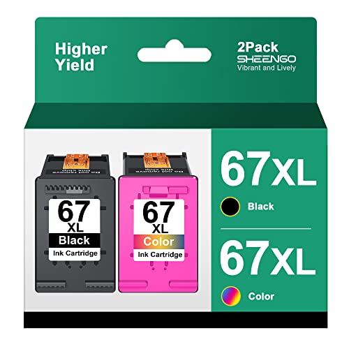 67XL Ink Cartridges Black Color Combo Pack Replacement for HP 67XL 67 XL High Yield for Envy 6055e 6055 6052 6075 Envy Pro 6455e 6455 6475 6458 DeskJet 4155 2755e 2755 Printer (1 Black, 1 Tri-Color)