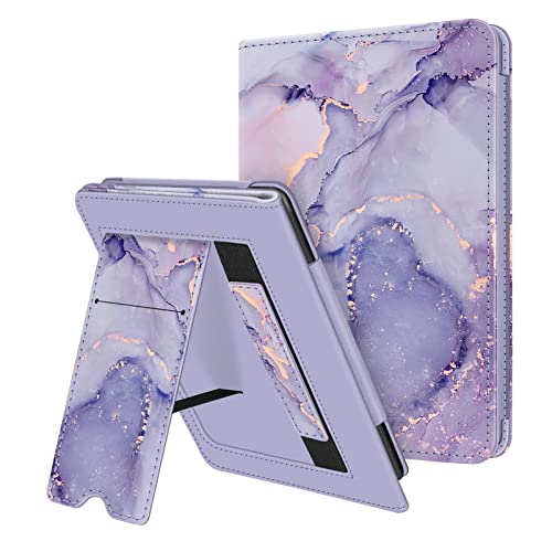 Fintie Stand Case for 6" All-New Kindle (11th Generation, 2022 Release) Model No. C2V2L3 - Premium PU Leather Sleeve Cover with Card Slot & Hand Strap (NOT fit Paperwhite or Oasis), Lilac Marble