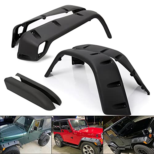 KUAFU 7" Wide Fender Flare Wheel Protector Compatible with 1997-2006 Jeep Wrangler TJ Compatible with 2004-2006 Wrangler Unlimited LJ Pocket Extended Pocket-Riveted Style 6PC