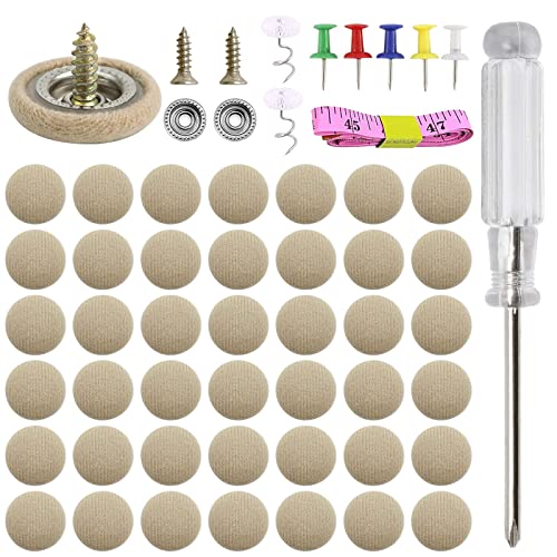 402Pcs Car Roof Headliner Repair Kit, 80pcs Rivets Repair ButtonAuto Roof Snap Rivets Retainer for Interior Ceiling Cloth Fixing Repair Buckle with Installation Tool (Beige Flannelette)