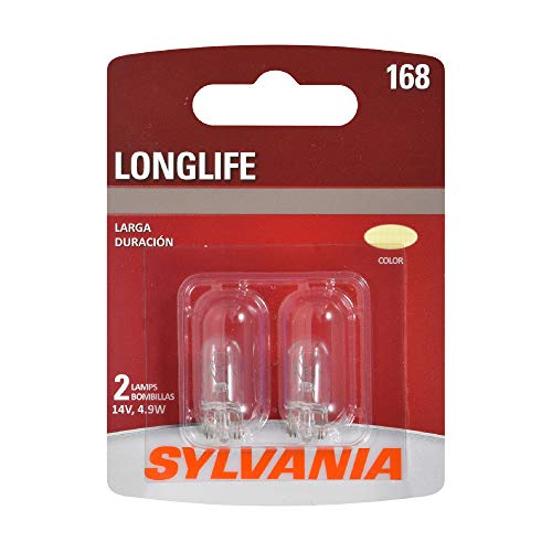 SYLVANIA - 168 Long Life Miniature - Bulb, Ideal for Interior Lighting - Map, Dome, Trunk, Cargo and License Plate (Contains 2 Bulbs)