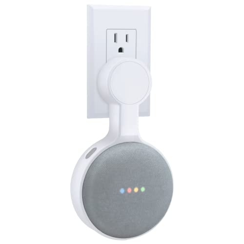 Outlet Wall Mount Holder for Google Home Mini (1st Genernation), A Space-Saving Accessories for Google Home Mini Voice Assistant (White)