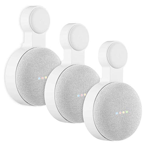 Caremoo Google Home Mini Wall Mount Holder, Space-Saving Design AC Outlet Mount, Perfect Cord Management for Google Home Mini Voice Assistant (White, 3 Pack)