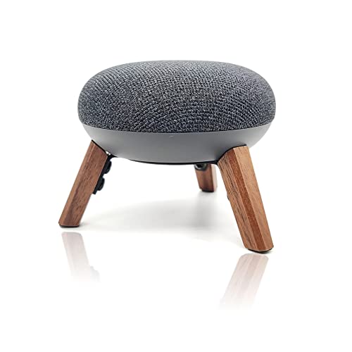 Real Wood Holder for Google Home Mini,nest Mini(2nd gen),Small Secure Tripod Accessories for Speaker Better Sound,Sturdy Durable Stable Wooden Stand Protect Google Smart Speaker(Walnut)