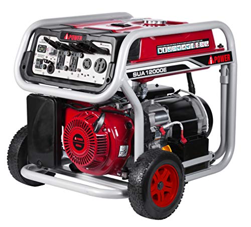 A-iPower SUA12000EC 12000-Watt Gas Powered Generator W/Electric Start (CARB/EPA), 12000 Watt, Wheel Kit Included