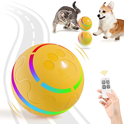 2023 NewestInteractive Dog Toy Ball with Remote Control and LED Flash Light, Rechargeable Wicked Ball Made of Durable Safe TPU, Motion Activated Rolling Ball Toys for Dogs/Cats with 2 Work Modes