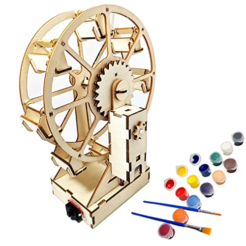 Electric Wooden Ferris Wheel Building Kit - DIY STEM Educational Toys for Girls and Boys - 3D Working Construction Scientific Model Kits - Engineering Assembly Project for Kids, Teens & Adults