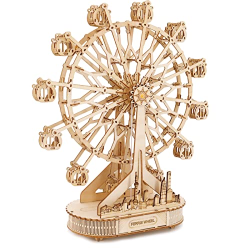 USHINING 3D Wooden Puzzle for Adults Teens Ferris Wheels Music Model Kits for Boys and Girls DIY Crafts Kits Brain Teaser Puzzle for Kids Christmas/Birthday Gifts
