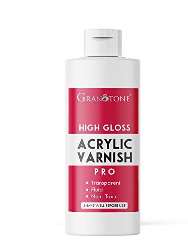 GRANOTONE Acrylic Artist's Varnish | | Non Yellowing | Non Toxic | Anti- Crazing | Pro Artist, Hobby Painters & Kid | Made in India (200 ML HIGH GLOSS)