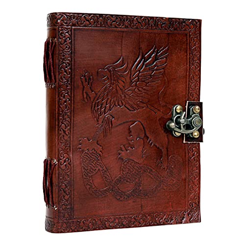 Handmade Leather Journal Notebook - Genuine Leather Bound Daily Notepad For Men & Women