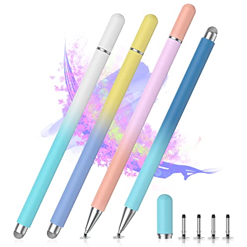 Stylus Pens for Touch Screens, 2 in 1 Sensitivity & Precision Stylus Pen for iPad, Stylus Pencil Compatible with iPhone, Apple iPad, Android, Tablets and All Universal Touch Screen (4 Pack)