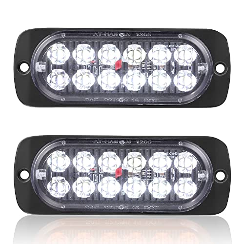 AT-HAIHAN Pack of 2 Aluminum Housing Clear Lens White LED Reverse Backup Running Lights, DOT Compliant Waterproof Surface Mount Lighting for Truck Tractor Jeep RV