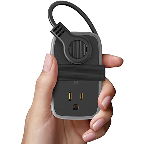 Travel Power Strip with USB Ports, NTONPOWER 4ft Flat Plug Wrapped Around Short Extension Cord with 4 Outlets 3 USB Ports, Compact for Cruise Travel Essential Hotel Home Office, Black