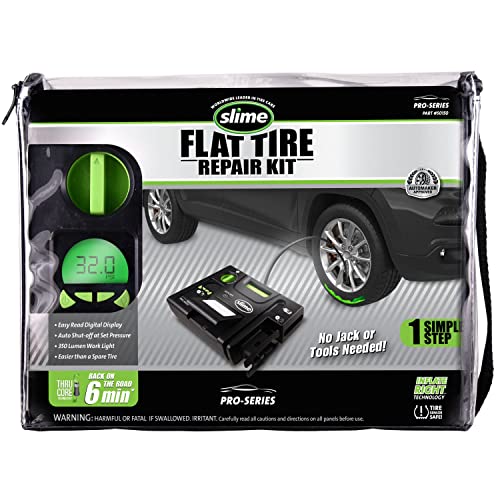 Slime 50150 Flat Tire Puncture Repair, Pro-Series, Emergency Kit for Car Tires, Includes Sealant and Tire Inflator Pump, Suitable for Cars and Other Highway Vehicles ,black