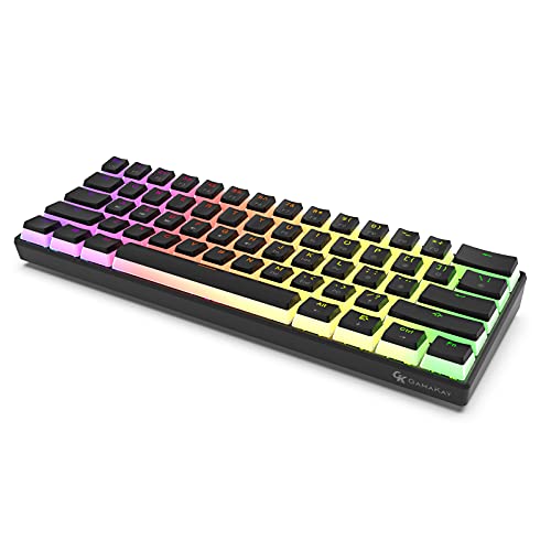 GK GAMAKAY MK61 RGB Pudding Keyboard, 61 Keys Gateron Optical Switch PBT Pudding Keycaps, Hot Swappable Backlit Ultra-Compact Wired Gaming Keyboard for Windows Mac PC Gamers (Yellow Switch V2, Black)