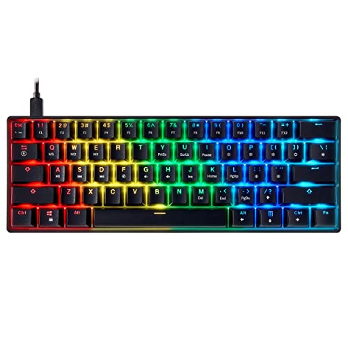 Mizar MZ60 Luna Mechanical Gaming Keyboard | 60% Keyboard 62 Key ANSI US Layout | RGB LED Backlit | Anti Ghosting NKRO | Progammable Macro Keys | Hotswap Gateron Yellow Switches | Black
