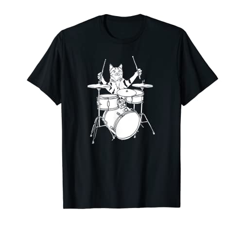 Funny Cat Playing Drums T-shirt Drum Kit