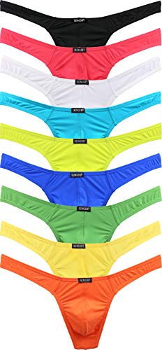 IKINGSKY Men's Thong Underwear Sexy Low Rise T-Back Under Panties (Large, 9 Pack)