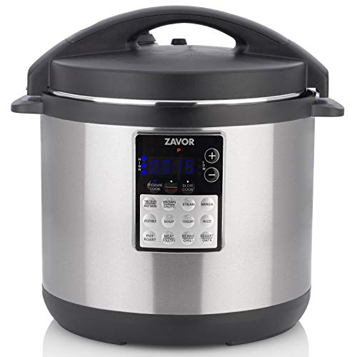 Zavor LUX Edge, 8 Quart Programmable Electric Multi-Cooker: Pressure Cooker, Slow Cooker, Rice Cooker, Yogurt Maker, Steamer and more - Stainless Steel (ZSELE03)