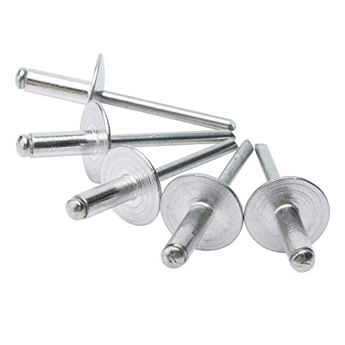 ISPINNER 50pcs 3/16" x 1/2" Large Flange Aluminum Blind Rivets, 4.8 x 12mm Pop Rivets (Silver)
