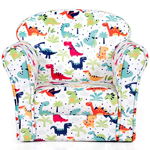 Costzon Kids Sofa, Children Armrest Chair with Pattern, Toddler Furniture w/Sturdy Wood Construction for Boys & Girls, Armrest Couch for Preschool Children, Lightweight Children Sofa Chair, Dinosaur