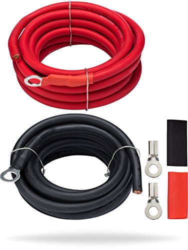 InstallGear AWG 5 Gauge 10ft Battery Power Inverter Cables (2ct Red/Black) for Solar, Auto, RV & Marine, Lawn Mower - 99.9% Oxygen-Free Copper (Set) | Battery Wire/Battery Cable