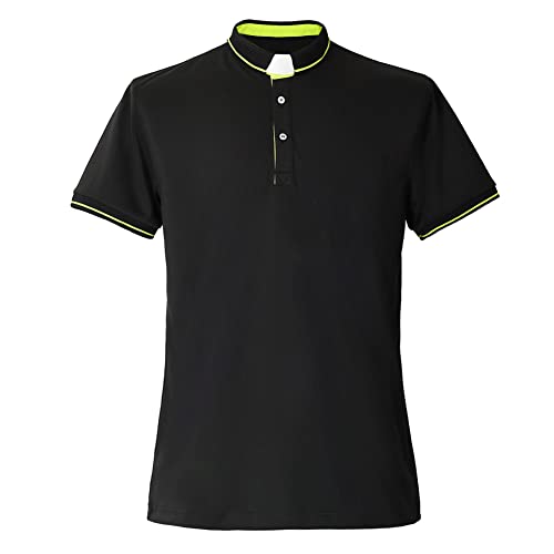 BLESSUME Clergy Tab Collared Polo Shirt Short Sleeve Black