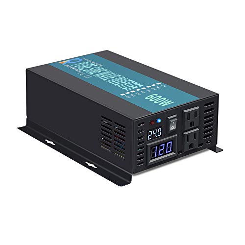 WZRELB Reliable Design Pure Sine Wave Inverter DC to AC 24VDC input 120VAC Output Off Grid Backup Power Supply Power Converter, (RBP60024B1)