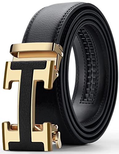 Oyifan Belt Buckle, Men's Comfort Genuine Leather Ratchet Dress Belt with Automatic Click Buckle