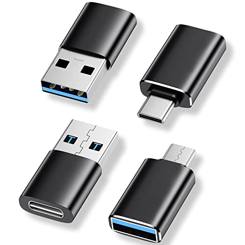 Temdan [4 Pack] USB C to USB Adapter,2*USB-C to USB-A&2*USB-A to USB-C Female Adapter SuperSpeed Data Transfer & Fast Charging - Compatible with Laptop, PC, Charger, USB to USB c Adapter-Black