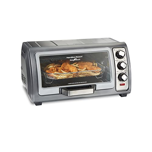 Hamilton Beach Air Fryer Countertop Toaster Oven with Large Capacity, Fits 6 Slices or 12 Pizza, 4 Cooking Functions for Convection, Bake, Broil, Roll-Top Door, Easy Reach Sure-Crisp, Stainless Steel