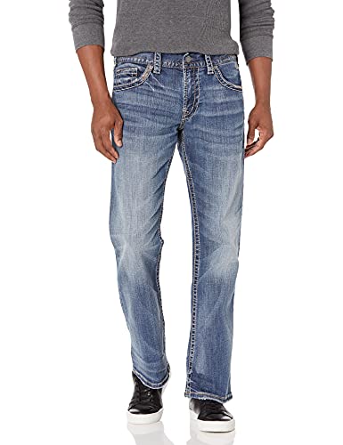 Silver Jeans Co. Men's Zac Relaxed Fit Straight Leg Jeans, Light Indigo, 34W x 32L