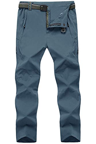 TBMPOY Men's Lightweight Hiking Pants Quick Dry Mountain Fishing Cargo Outdoor Pants Thin Stone Blue M