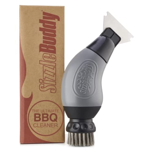 Sizzle Buddy Grill Brush with Scraper - BBQ Steam Cleaner Brush with Stainless Steel Bristles - Safe, Durable, Heat Resistant Grill Cleaning Brush- Suitable for All Grill Grates
