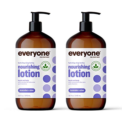 everyone for every body Nourishing Hand and Body Lotion, 32 Ounce (Pack of 2), Lavender and Aloe, Plant-Based Lotion with Pure Essential Oils, Coconut Oil, Aloe Vera and Vitamin E