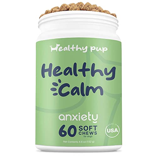 Calming Chews For Dogs with Melatonin - 60 Delicious Soft Treats For Dog Anxiety Relief for Large and Small Dogs - Includes Chamomile, Thiamine, L-Tryptophan - Promotes Rest and Relaxation