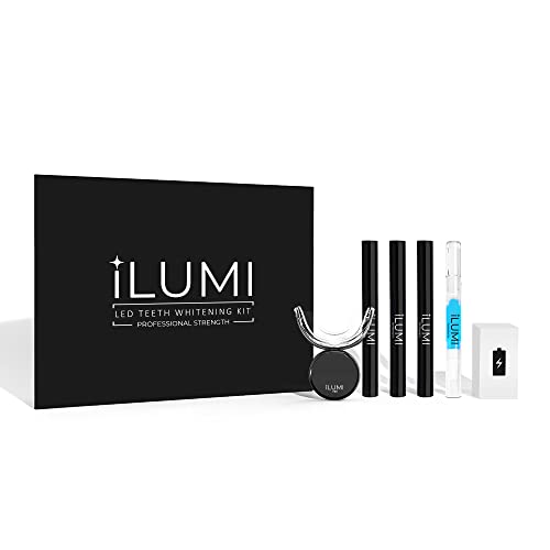 iLUMI at Home Teeth Whitening Kit - Harvard Doctor Approved - 10 Min Non-Sensitive Fast Results, (3) Carbamide Peroxide Gel, (1) Desensitizing Gel (Black)