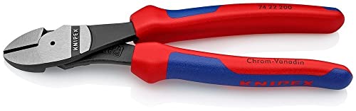 KNIPEX 74 22 200 Comfort Grip High Leverage Angled Diagonal Cutter, 8-Inch, Angled, Comfort Grip