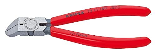 KNIPEX Tools - Diagonal Flush Cutter for Plastics, 45 Degree Angle (7211160) , Red