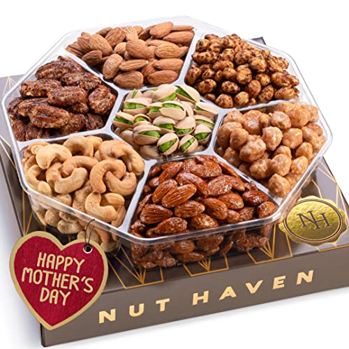 Mothers Day Nuts Gift Basket - Great Gift for Mothers Day - Assortment Of Sweet & Salty Dry Roasted Gourmet Nuts - Assorted Food Gift Box for Men, Women, Mom, Mother, Wife, Grandmother, Her, Holiday, Birthday