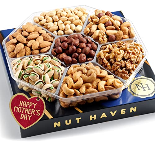 Mothers Day Nuts Gift Basket - Great Gift for Mothers Day - Assortment Of Sweet & Salty Dry Roasted Gourmet Nuts - Assorted Food Gift Box for Men, Women, Mom, Mother, Wife, Grandmother, Her, Holiday, Birthday